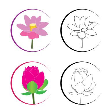 Lotus çiçeği ikonu vektör illüstrasyon sembolü tasarımı