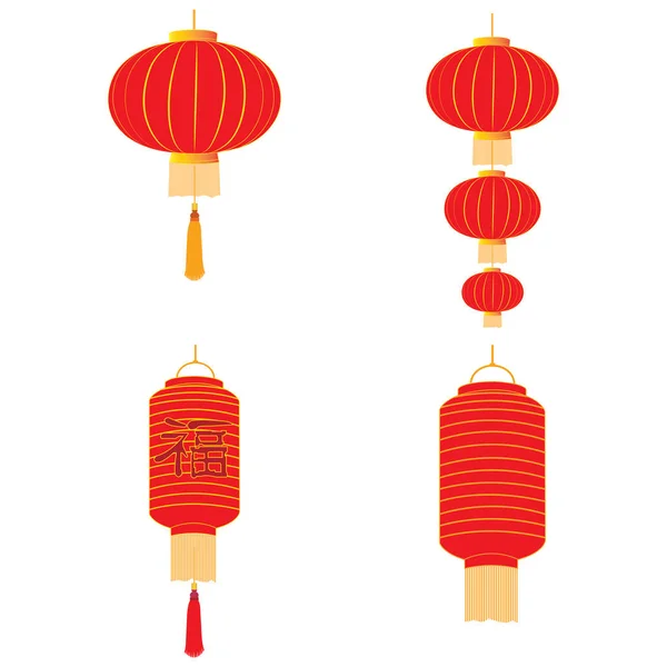 Čínský Nový Rok Lucerna Vektor Ilustrační Design Stock Vektory