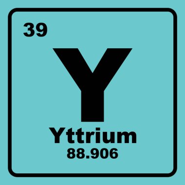 Periyodik tabloda Yttrium simgesi, kimyasal element.