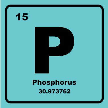 Periyodik tabloda fosfor simgesi, kimyasal element.