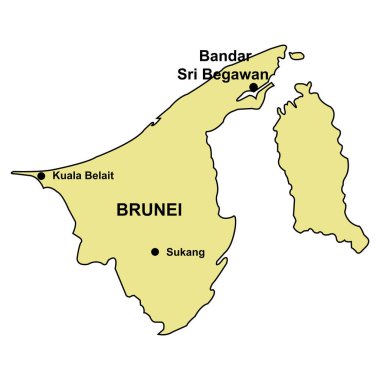 Brunei Darussalam vektör illüstrasyon sembolü tasarımı haritası
