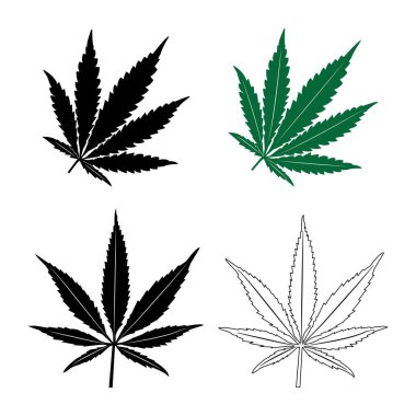 Marihuana yaprağı simgesi vektör illüstrasyonu basit tasarım