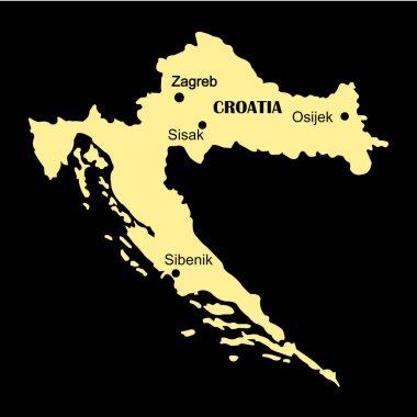 Hırvatistan Haritası ikon vektör illüstrasyonu basit tasarım
