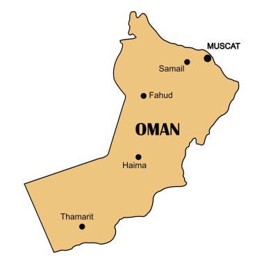 Umman ülke haritası vektoe illüstrasyon basit tasarım