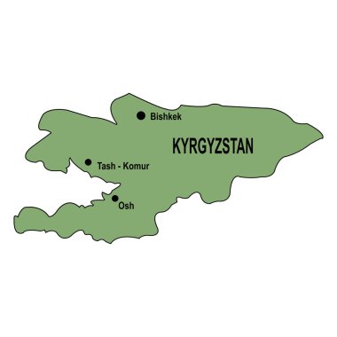 Kırgızistan ülke haritası vektör çizimi basit tasarım