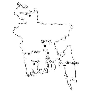 Bangladeş ülke haritası vektör çizimi tasarımı