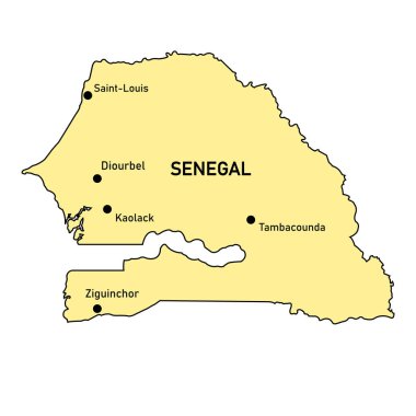 Senegal ülke haritası vektör çizimi basit tasarım