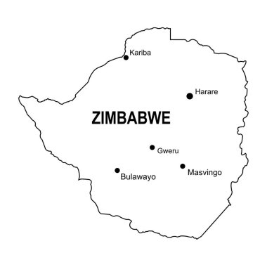 Zimbabwe ülke haritası vektör çizimi basit tasarım
