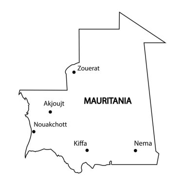 Moritanya vektör illüstrasyon tasarımı haritası