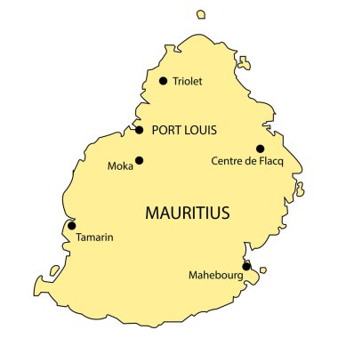Mauritius vektör illüstrasyonunun haritası basit tasarım