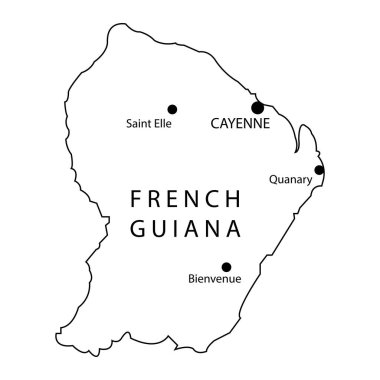 Fransız Guyanası vektör illüstrasyonunun haritası basit tasarım