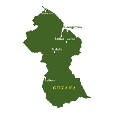 Guyana vektör illüstrasyonunun haritası basit tasarım