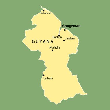 Guyana vektör illüstrasyonunun haritası basit tasarım
