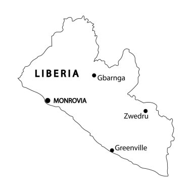 Liberya ülke haritası vektör illüstrasyonu basit tasarım