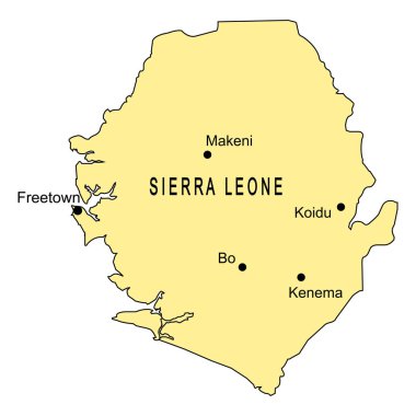 Sierra Leonne harita vektör çizimi tasarımı
