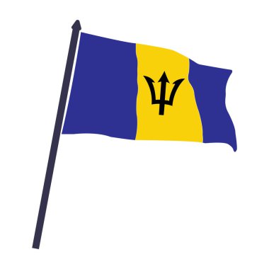 Barbados bayrak vektörü beyaz arkaplanda izole edildi.
