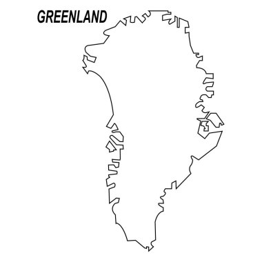 Grönland harita vektörü beyaz arkaplanda izole edildi.
