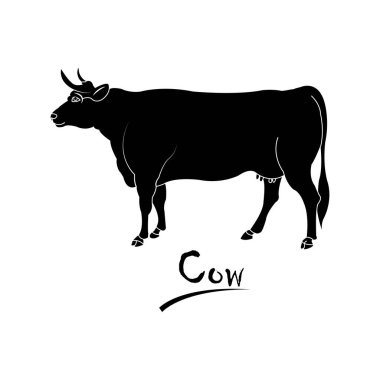 İnek simgesi vektör illüstrasyonu basit tasarım