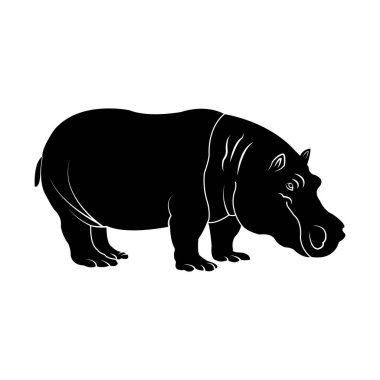 Hippopotamus simgesi vektör illüstrasyonu basit tasarım