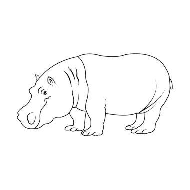 Hippopotamus simgesi vektör illüstrasyonu basit tasarım