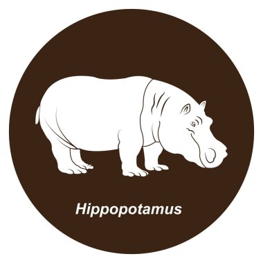 Hippopotamus simgesi vektör illüstrasyonu basit tasarım