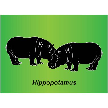 Hippopotamus simgesi vektör illüstrasyonu basit tasarım