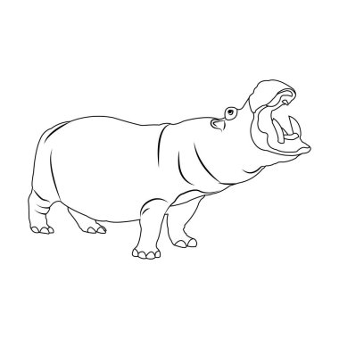 Hippopotamus simgesi vektör illüstrasyonu basit tasarım