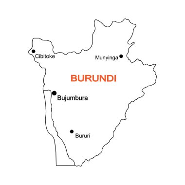 Burundi ülke haritası, vektör çizim arkaplanı