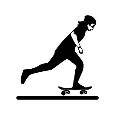 Kaykay sporu simgesi vektör illüstrasyonu basit tasarım