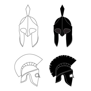 Sparta kask çizgisi vektör simgesi, illüstrasyon tasarım şablonu.