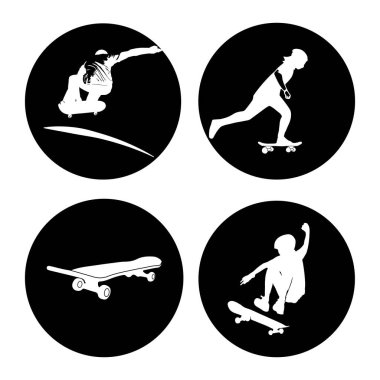 Kaykay sporu simgesi vektör illüstrasyonu basit tasarım