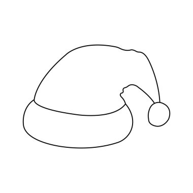 Noel Baba şapkası ikonu, Noel Baba Noel şapkası ikonu vektör illüstrasyon tasarımı