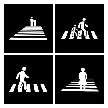 Beyaz arka planda insan yolu kesişme simgesi. Yaya simgesi. Vektör gösterimi.
