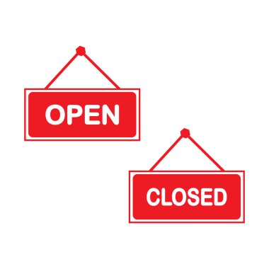 Asılı tahtayı aç ve kapat sembolü. Basit tasarım açık ve kapat simgesi