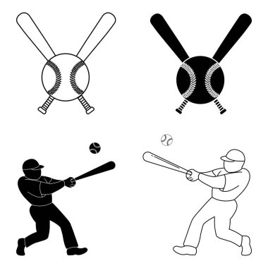 Beyzbol ikonu vektör illüstrasyonu basit tasarım