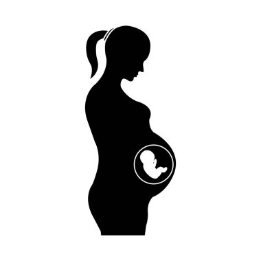 hamile kadın ikon vektör illüstrasyon logosu tasarımı .