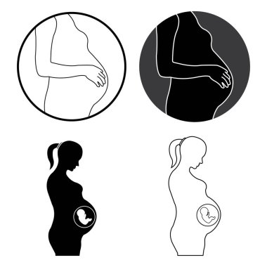 hamile kadın ikon vektör illüstrasyon logosu tasarımı .