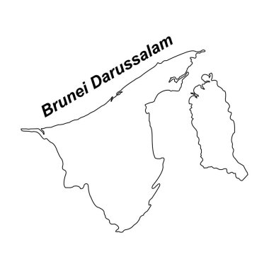 Brunei Darussalam ülke haritası vektör illüstrasyon tasarımı
