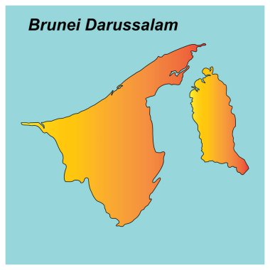 Brunei Darussalam ülke haritası vektör illüstrasyon tasarımı
