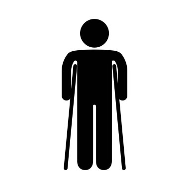 vektör simgeleri ortopedik aksesuarlar ve tekerlekli sandalyeler kullanan engelli, yaşlı ve yaralı kişileri temsil ediyor.