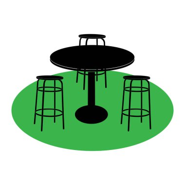 Kafe tabloları ve sandalyeler vektör çizim sembolü tasarımı
