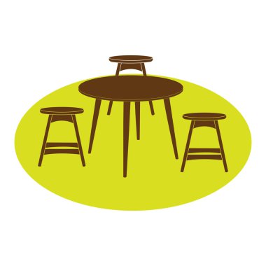 Kafe tabloları ve sandalyeler vektör çizim sembolü tasarımı