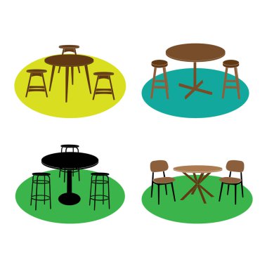 Kafe tabloları ve sandalyeler vektör çizim sembolü tasarımı