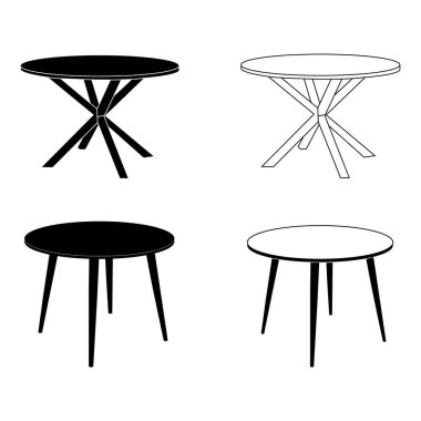 minimalist yuvarlak masa ikonu vektör illüstrasyon sembolü tasarımı