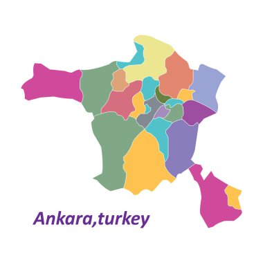 Ankara şehir haritası ve Türkiye vektör illüstrasyon sembolü tasarımı