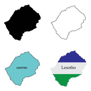 Lesotho bölgesi vektör çizimi haritası