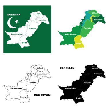 Pakistan harita ikonu vektör illüstrasyon sembolü tasarımı
