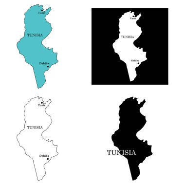Tunus ülke haritası vektör illüstrasyon sembolü tasarımı