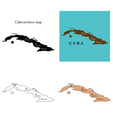 Küba haritası vektör çizimi sembolü tasarımı