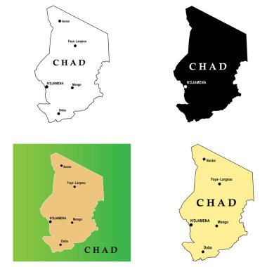 Chad ülke haritası, vektör illüstrasyon tasarımı arkaplanı